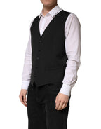 Dolce & Gabbana Black Wool Dress Men Formal Waistcoat Vest - Eljoys Fashion 