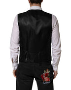 Dolce & Gabbana Black Wool Dress Men Formal Waistcoat Vest - Eljoys Fashion 