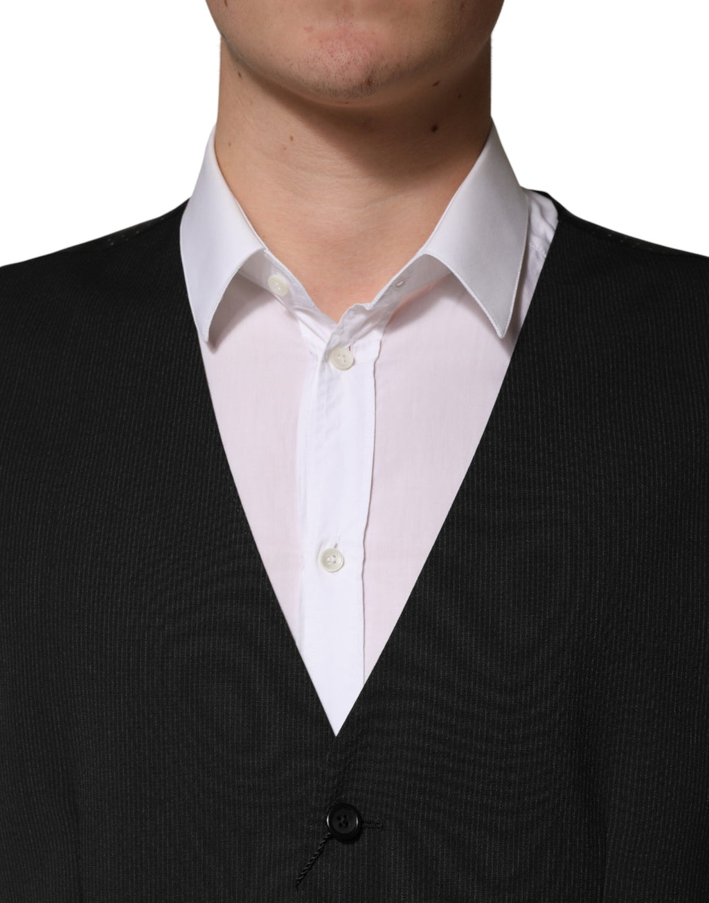 Dolce & Gabbana Black Wool Dress Men Formal Waistcoat Vest - Eljoys Fashion 