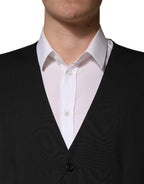 Dolce & Gabbana Black Wool Dress Men Formal Waistcoat Vest - Eljoys Fashion 