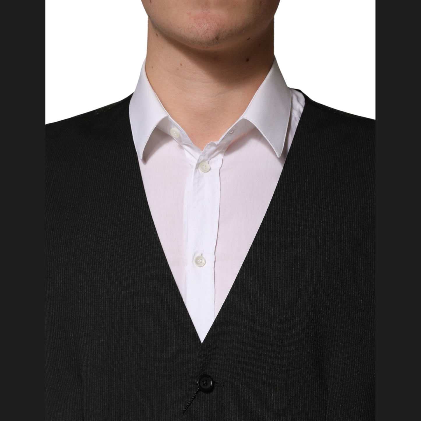 Dolce & Gabbana Black Wool Dress Men Formal Waistcoat Vest