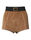 Dolce & Gabbana Brown Cotton High Waisted Hot Pants Shorts - Eljoys Fashion 
