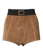 Dolce & Gabbana Brown Cotton High Waisted Hot Pants Shorts - Eljoys Fashion 