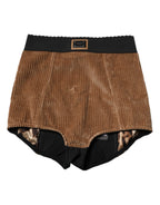 Dolce & Gabbana Brown Cotton High Waisted Hot Pants Shorts - Eljoys Fashion 