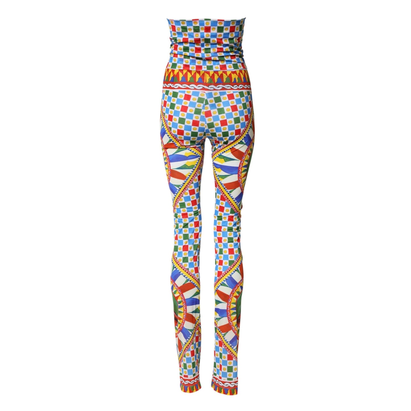 Dolce & Gabbana Multicolor Carretto Leggings High Waist Pants