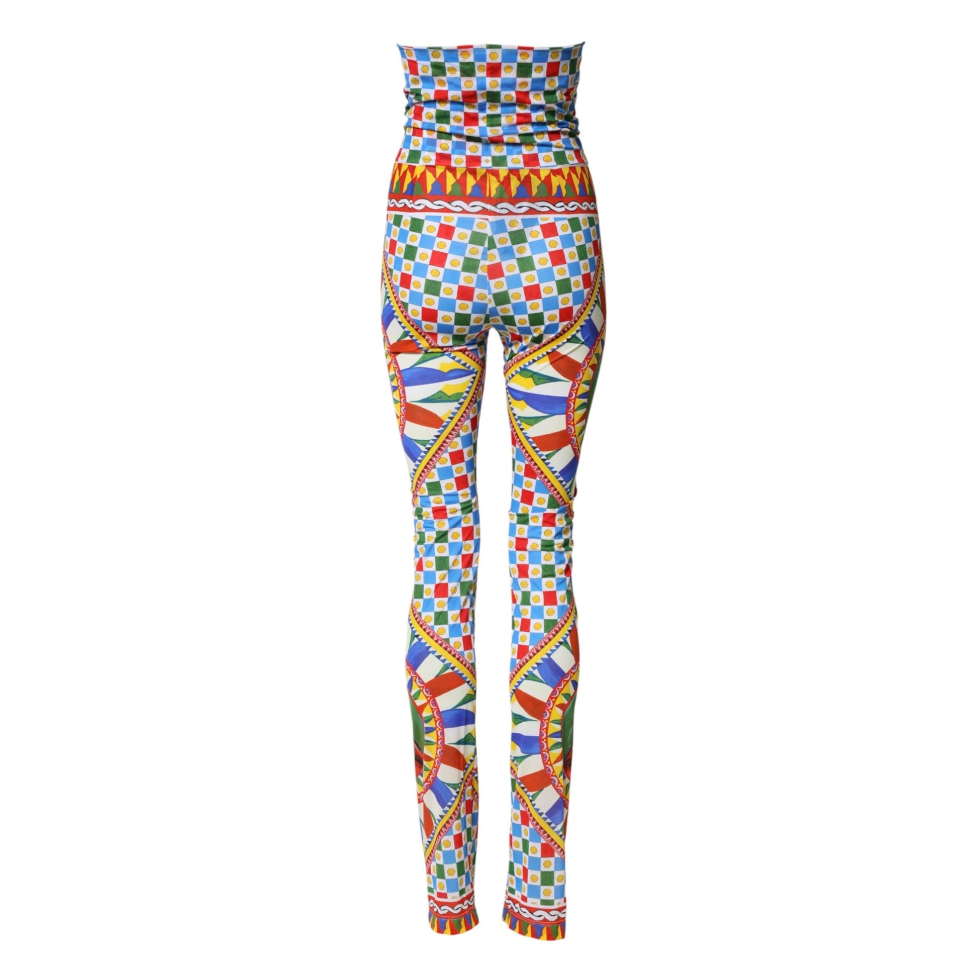 Dolce & Gabbana Multicolor Carretto Leggings High Waist Pants