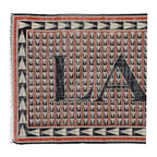 Black wool scarf by Lanvin displayed neatly, showcasing its soft fabric and elegant design.