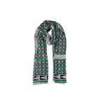 Lanvin bicolor wool scarf with a stylish striped pattern draped over a neutral background.