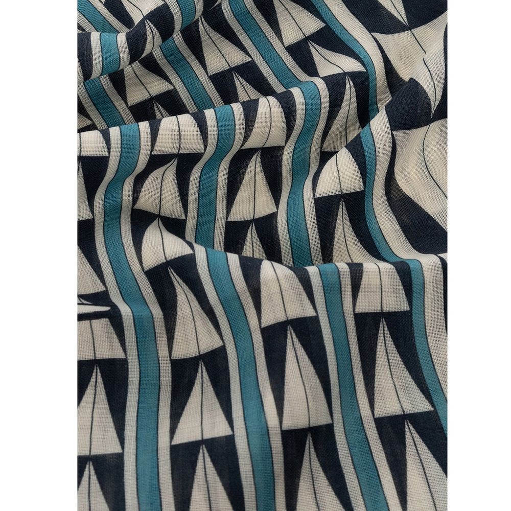 Lanvin blue wool scarf displayed flat, showcasing soft fabric and elegant design suitable for stylish winter accessories.