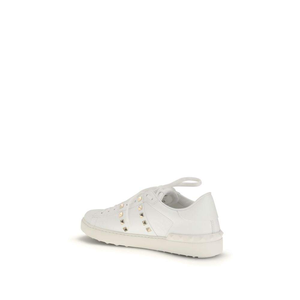 Valentino Garavani white calf leather Bos Taurus low top sneakers with sleek design and subtle branding.