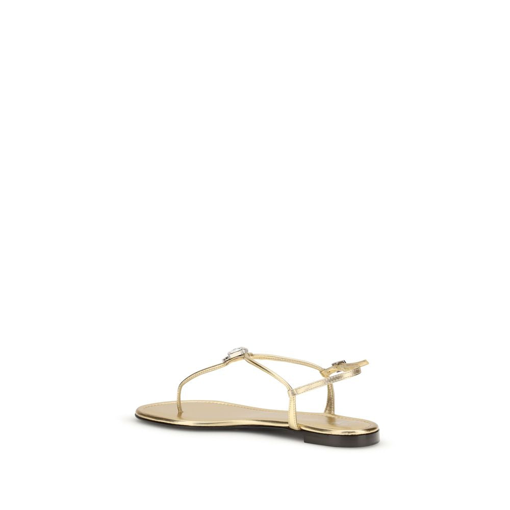 Giuseppe Zanotti Gold Calf Leather Bos Taurus Flat Sandals Giuseppe Zanotti