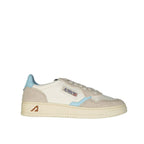 Autry white leather sneakers with classic design, featuring white laces and a clean, stylish look for casual wear.
