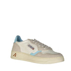 White leather Autry sneakers with classic design and white laces, featuring the Autry logo on the side.