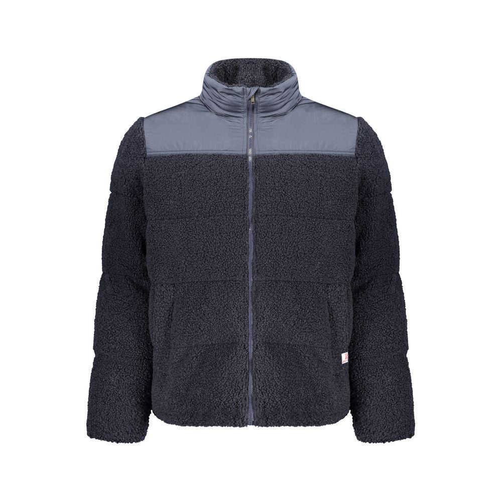 Rifle blue polyester men's jacket with a zip-up front and stand collar, stylish and suitable for casual wear.