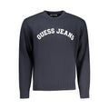 Blue cotton men's sweater from Guess Jeans featuring a classic crew neck and ribbed cuffs.