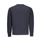 Blue cotton men's sweater by Guess Jeans, featuring a classic crewneck design and ribbed cuffs, ideal for casual wear.