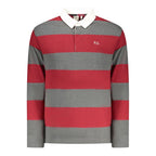 Pepe Jeans Rosso cotton men's polo shirt featuring a classic collar and short sleeves, shown in a close-up view.