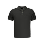 Black cotton men's polo shirt by Pepe Jeans, showing a classic collared design with short sleeves and subtle branding details.