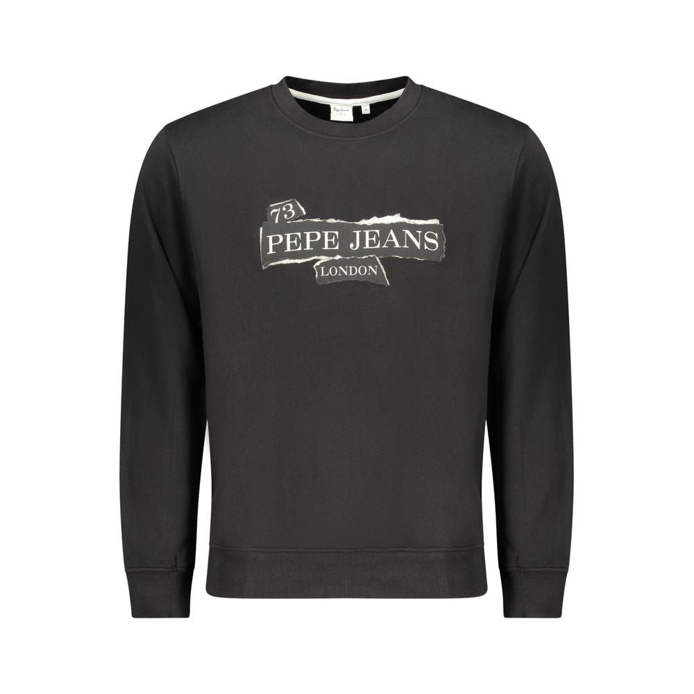Pepe Jeans Nero cotton men's sweatshirt featuring a relaxed fit and ribbed cuffs, ideal for casual wear.