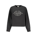 Black cotton women's sweatshirt by Pepe Jeans featuring a relaxed fit and classic crew neckline.