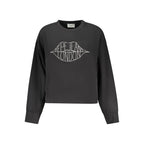 Black cotton women's sweatshirt by Pepe Jeans featuring a relaxed fit and classic crew neckline.