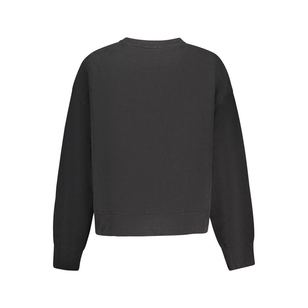 Black Pepe Jeans cotton women's sweatshirt with long sleeves and round neckline, casual and comfortable for everyday wear.