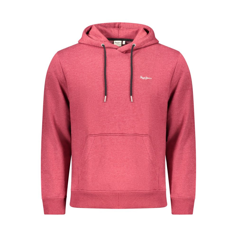 Red Pepe Jeans men's polyester sweatshirt with a crew neck and long sleeves, casual and comfortable for everyday wear.