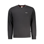 Pepe Jeans black men's polyester sweatshirt with a relaxed fit and ribbed cuffs, casual style for everyday wear.
