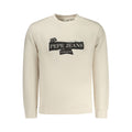 Beige cotton men's sweatshirt by Pepe Jeans with a relaxed fit and crew neckline, front logo detail, on white background.