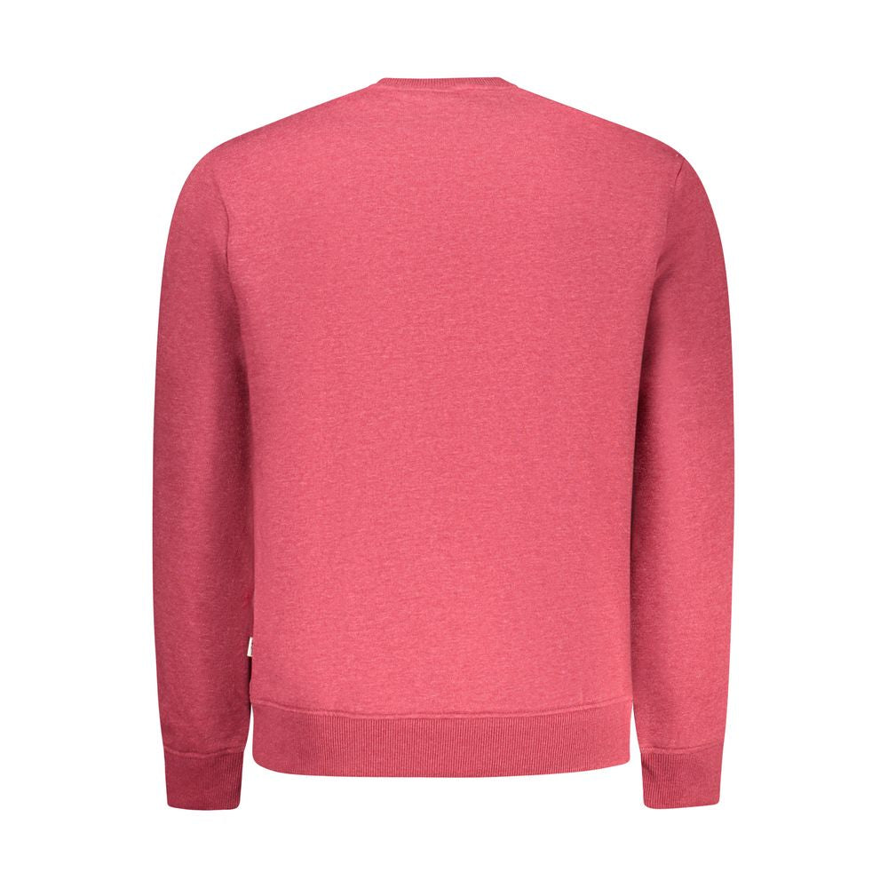 Pepe Jeans Rosso cotton men's sweatshirt displayed on a hanger, featuring a classic crew neck and long sleeves in a casual style.