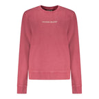 Guess Jeans red cotton women's sweatshirt with a relaxed fit, featuring a crew neckline and casual style.