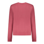 Red cotton women's sweatshirt by Guess Jeans featuring a casual fit and classic branding, shown on a model.