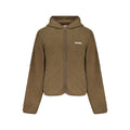 Brown Guess Jeans polyester women's sweatshirt with a relaxed fit and casual style, shown on a model.