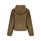 Guess Jeans women's brown polyester sweatshirt with a relaxed fit, featuring a casual crewneck and long sleeves.