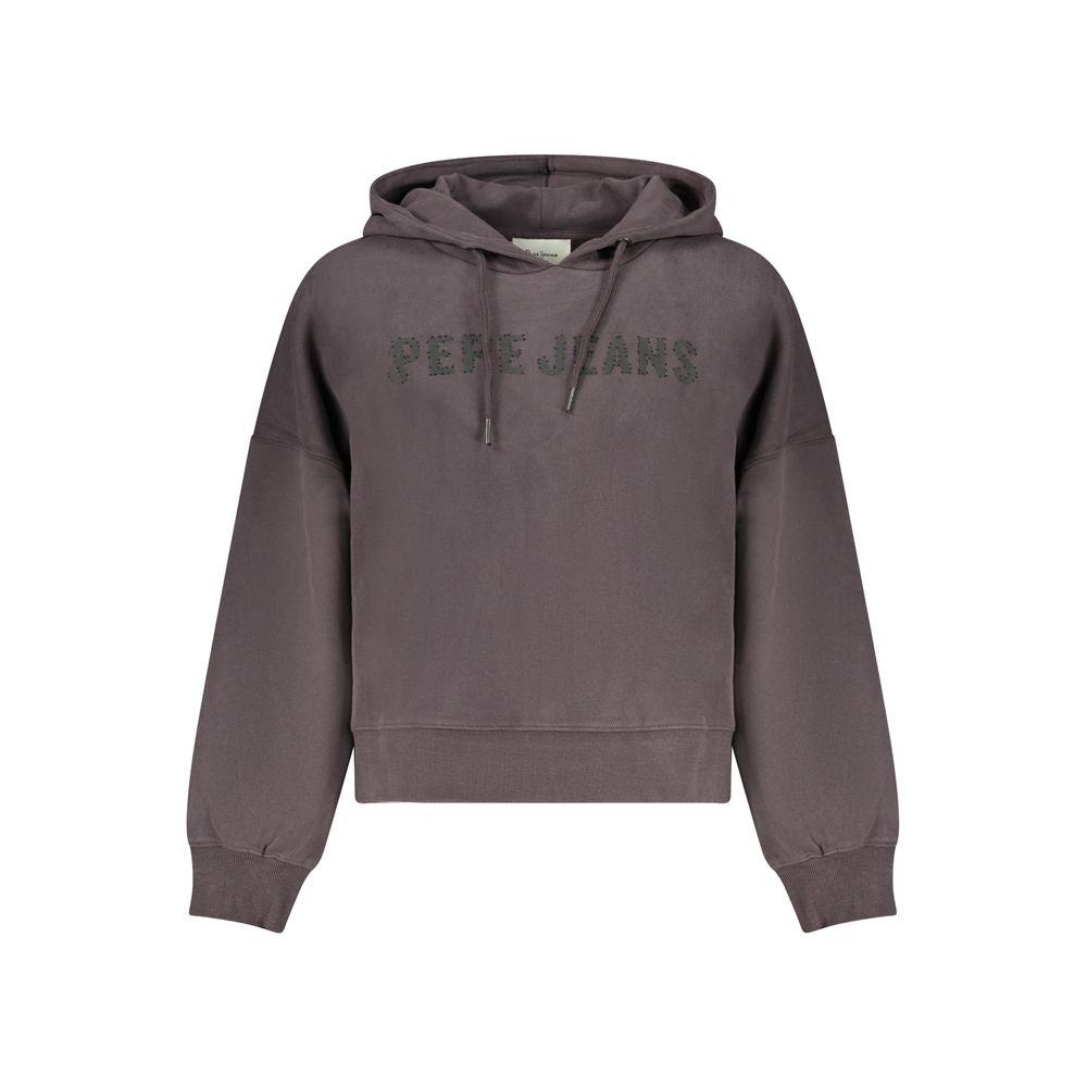 Black cotton women's sweatshirt by Pepe Jeans featuring a relaxed fit and subtle branding, ideal for casual wear.