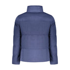 Blue Rifle men's polyester jacket with a stand-up collar and zipper front, shown hanging on a white background.
