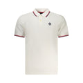 North Sails Bianco Cotton Men’s Polo shirt displayed on a hanger, featuring a classic collar and button placket in white cotton.