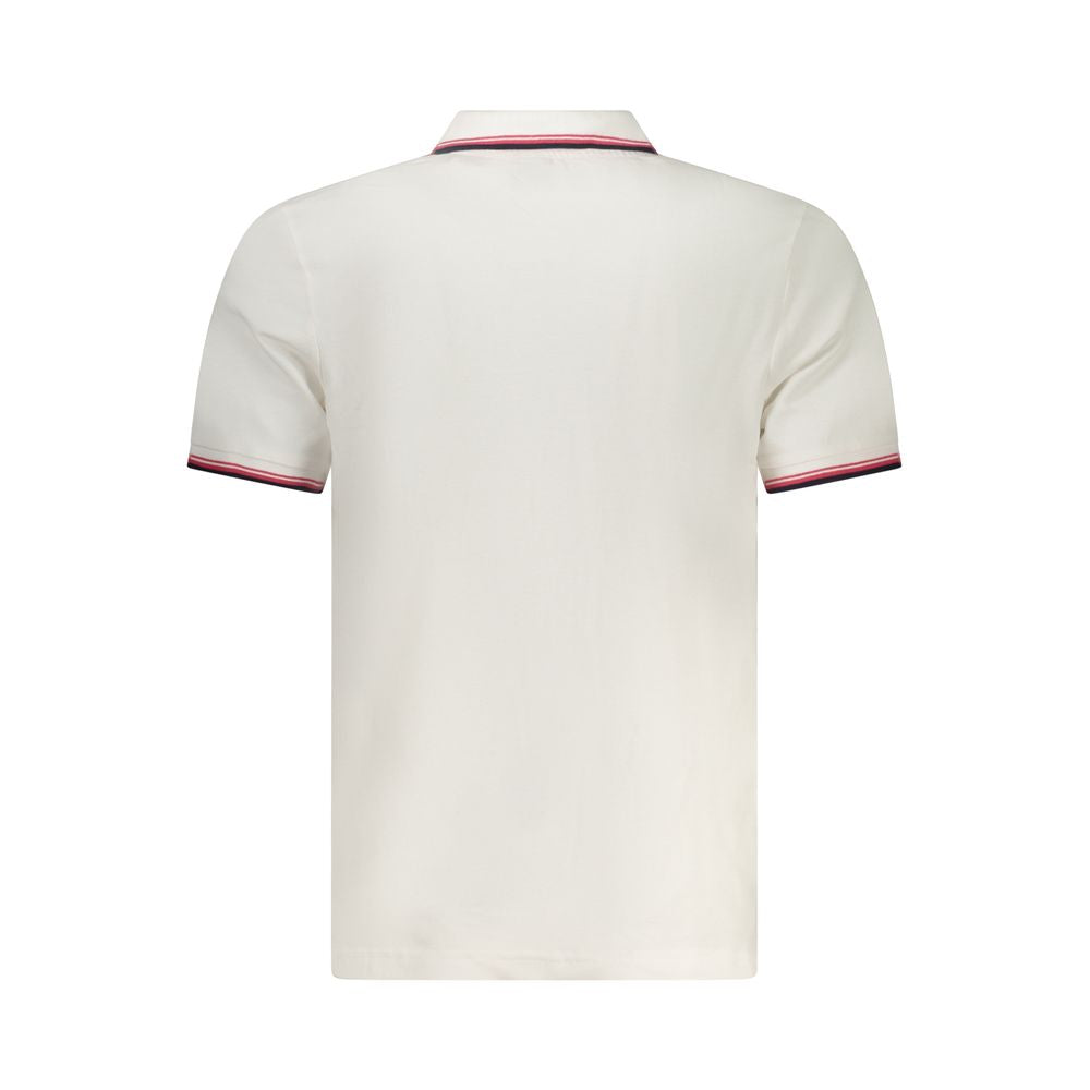 North Sails Bianco cotton men's polo shirt displayed, featuring a classic collar and short sleeves in a clean, white design.