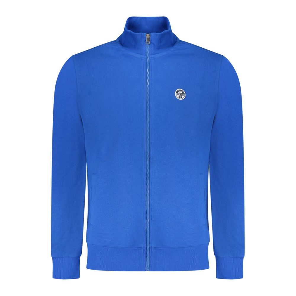 North Sails blue cotton men's sweatshirt with crew neck and long sleeves, casual apparel for everyday wear.