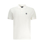 White North Sails cotton men's polo shirt with a classic collar and short sleeves, displayed flat on a neutral background.