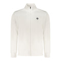 North Sails white cotton men's sweatshirt displayed on a hanger, featuring a classic crewneck design and soft fabric.