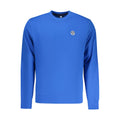 North Sails blue cotton men's sweatshirt with ribbed cuffs and crew neck, displayed on a hanger.