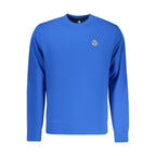 North Sails blue cotton men's sweatshirt with ribbed cuffs and crew neck, displayed on a hanger.