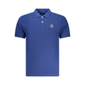 Men's North Sails Blu Cotton Polo shirt displayed on a hanger, featuring a classic collar and short sleeves.