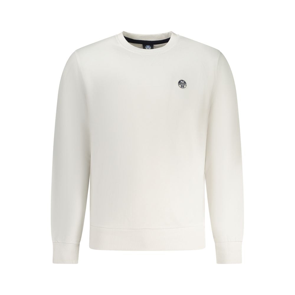 White cotton men's sweatshirt by North Sails with a crew neck and logo detail, casual and comfortable for everyday wear.