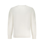 White North Sails cotton men's sweatshirt with a crew neck and long sleeves, shown on a hanger.