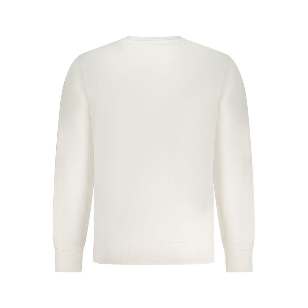 White North Sails cotton men's sweatshirt with a crew neck and long sleeves, shown on a hanger.