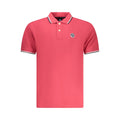 Red cotton men's polo shirt by North Sails, featuring a classic collar and short sleeves, displayed on a hanger.