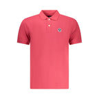 Red cotton men's polo shirt by North Sails with a classic collar and short sleeves, displayed flat on a white background.