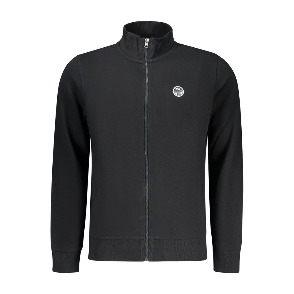 Black North Sails cotton men's sweatshirt with a crew neck and long sleeves, featuring subtle branding and a comfortable fit.